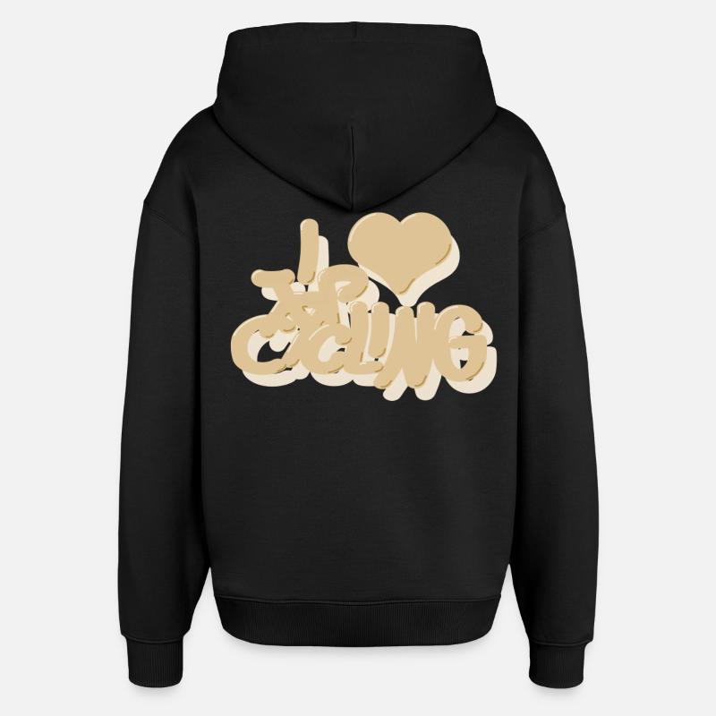 I_love_Cycling_beige - Sweat à capuche unisexe Stanley/Stella Oversized - noir