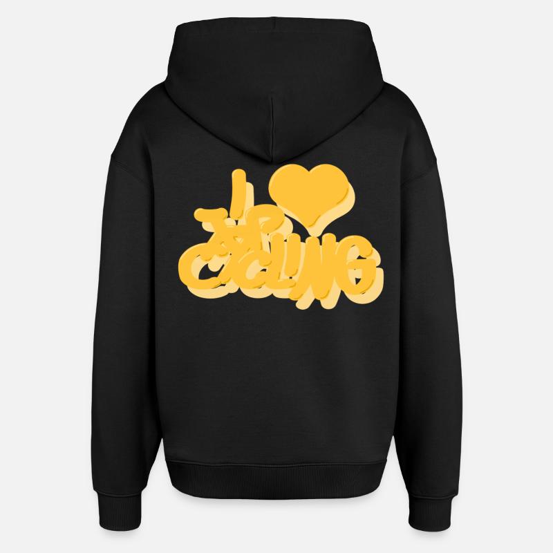 I_love_Cycling_gelb - Sweat à capuche unisexe Stanley/Stella Oversized - noir