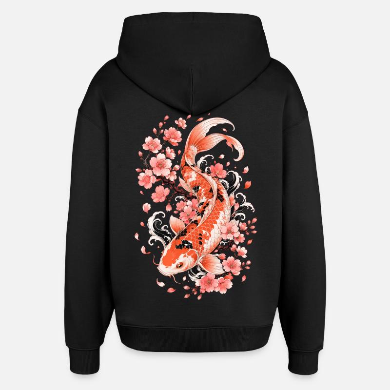 Koi Sakura Flow - Oversized Unisex Hoodie von Stanley/Stella - Schwarz