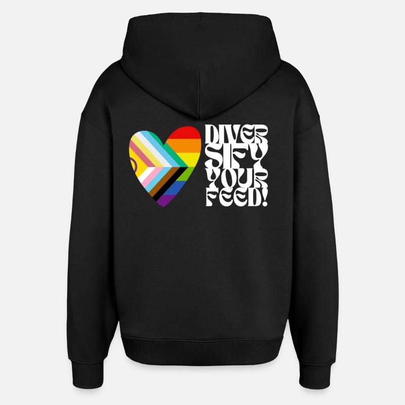 🌈♿ Diversify Your Feed–Progress Pride&Disability - Oversized Unisex Hoodie von Stanley/Stella - Schwarz