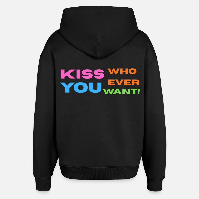 Fierté / CSD / LGBTQ+ Design « Kiss » - Sweat à capuche unisexe Stanley/Stella Oversized - noir