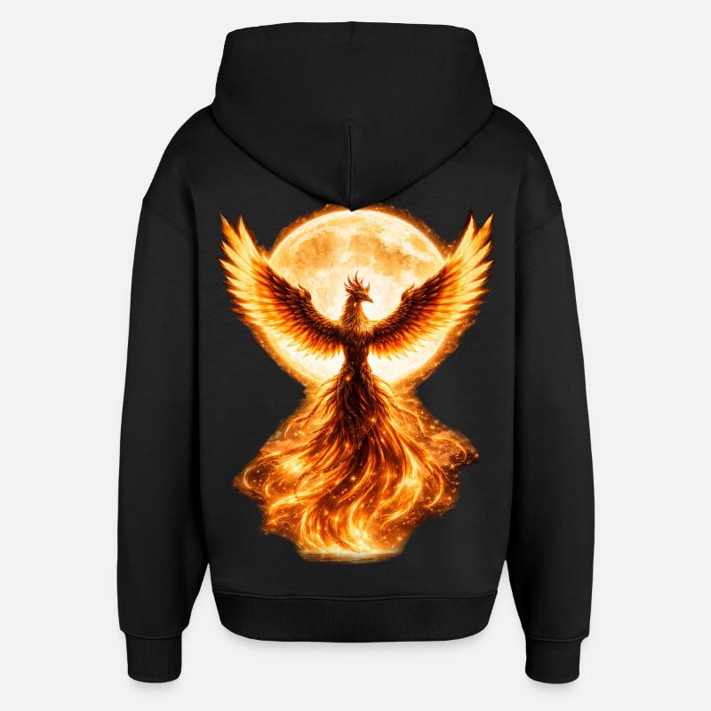 Phoenix burning in the moonlight - Oversized Unisex Hoodie by Stanley/Stella - black