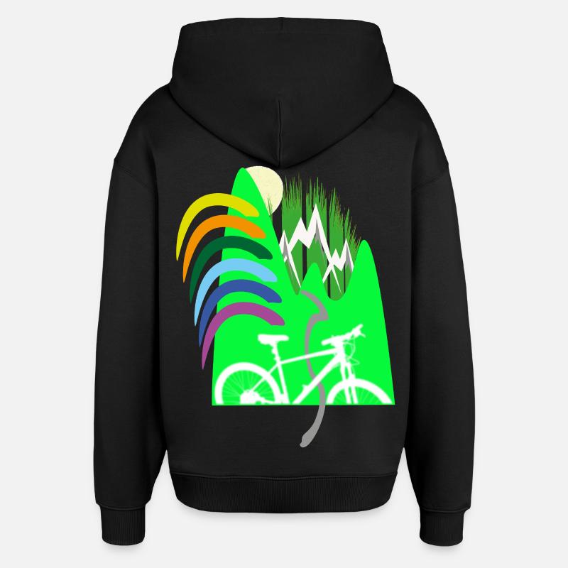 Cycle path mountains rainbow - Oversized Unisex Hoodie by Stanley/Stella - black