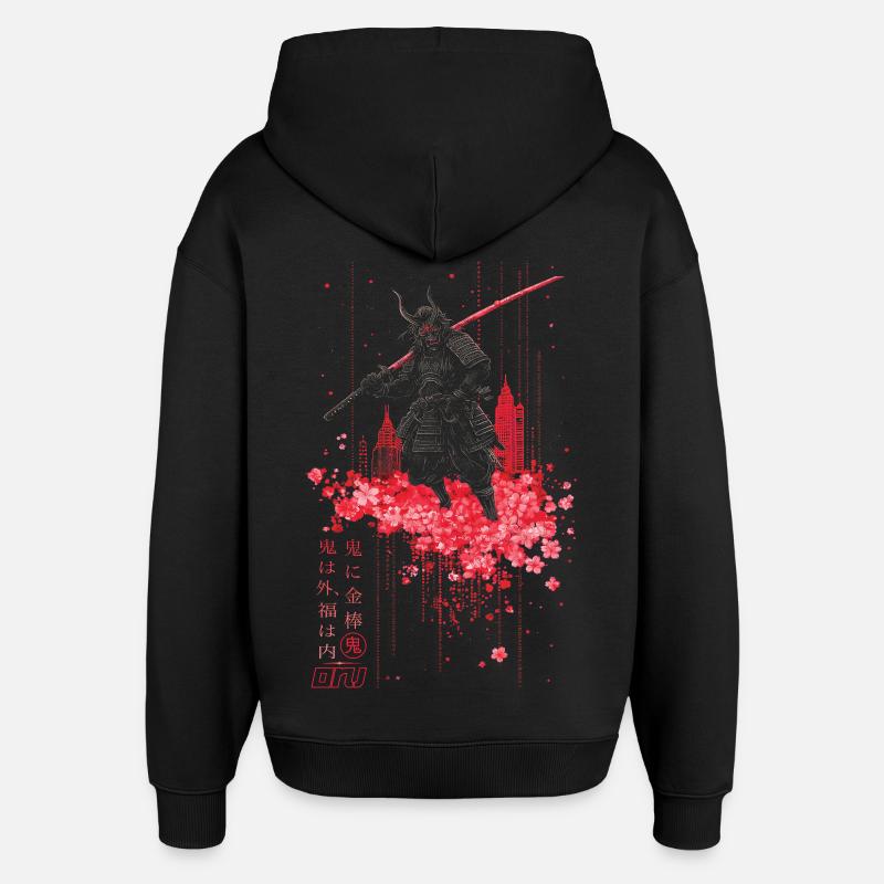 Oni - samurai mit Sakura Kirschblüten - Oversized Unisex Hoodie von Stanley/Stella - Schwarz