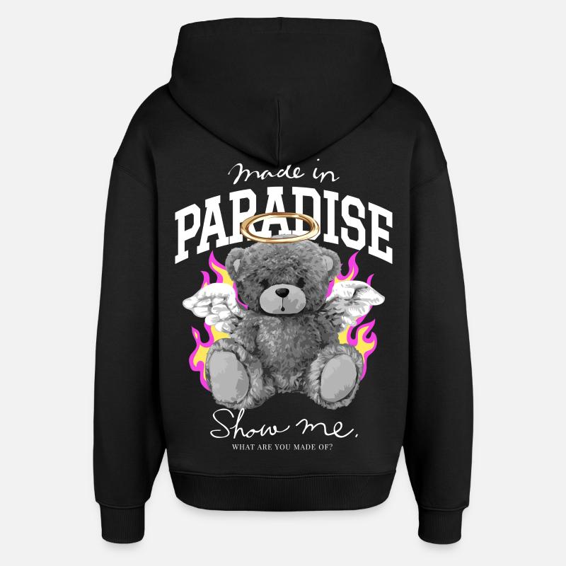 Ours Fabriqué au Paradis - Sweat à capuche unisexe Stanley/Stella Oversized - noir