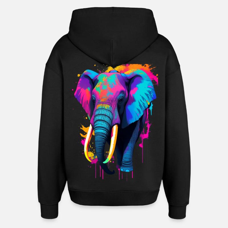 Éléphant - Sweat à capuche unisexe Stanley/Stella Oversized - noir