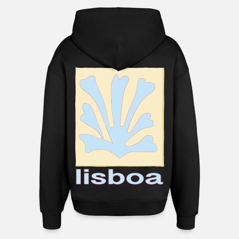 Lisboa Palmenblatt Blau Retro - Oversized Unisex Hoodie von Stanley/Stella - Schwarz