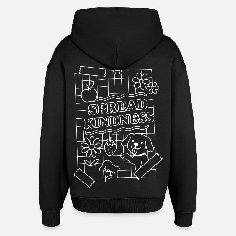 Répandre la gentillesse (blanc) - Sweat à capuche unisexe Stanley/Stella Oversized - noir