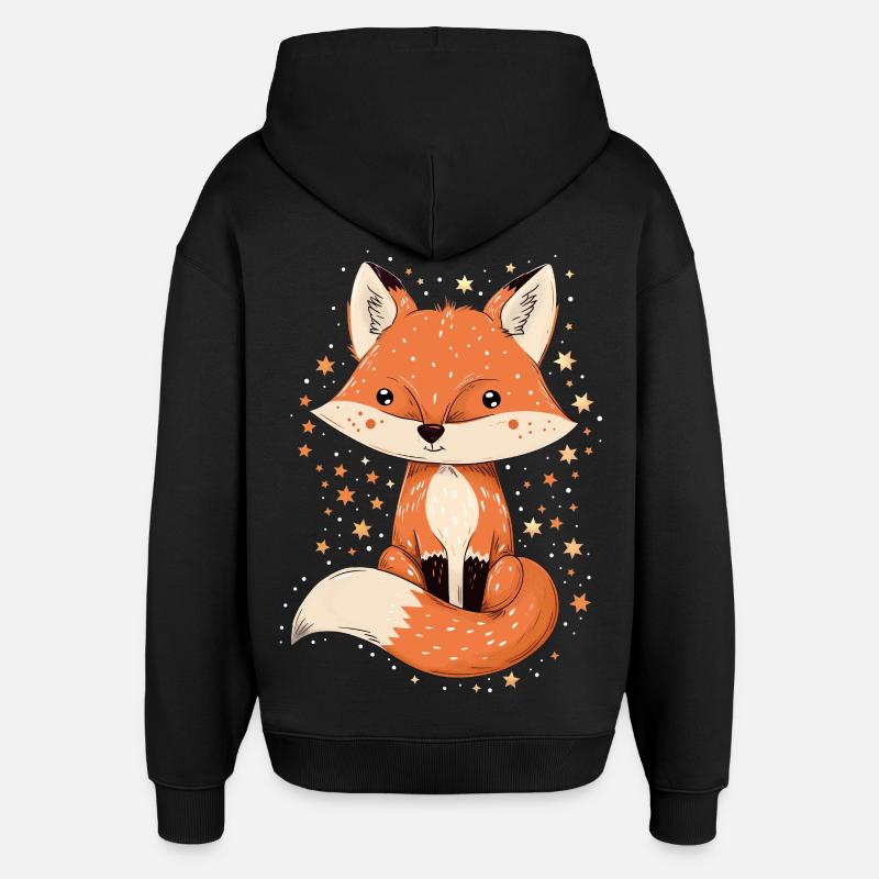 Fuchs mit Sternen - Oversized Unisex Hoodie von Stanley/Stella - Schwarz