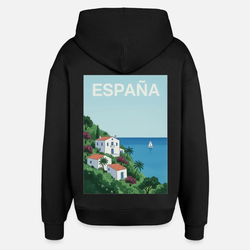 Idylle côtier espagnol - Sweat à capuche unisexe Stanley/Stella Oversized - noir