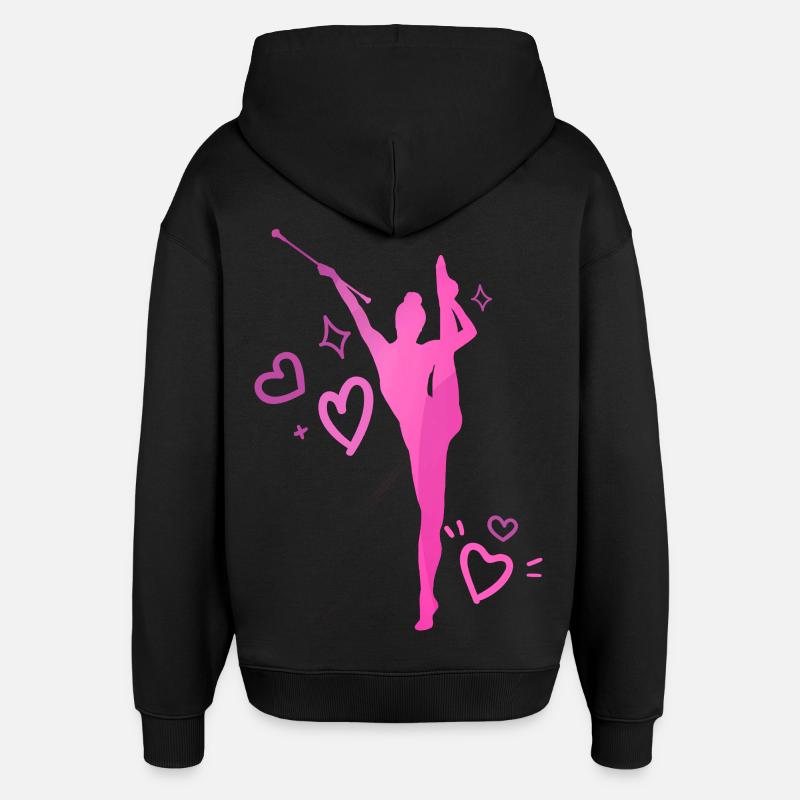 Twirleuse coeurs rose - Sweat à capuche unisexe Stanley/Stella Oversized - noir