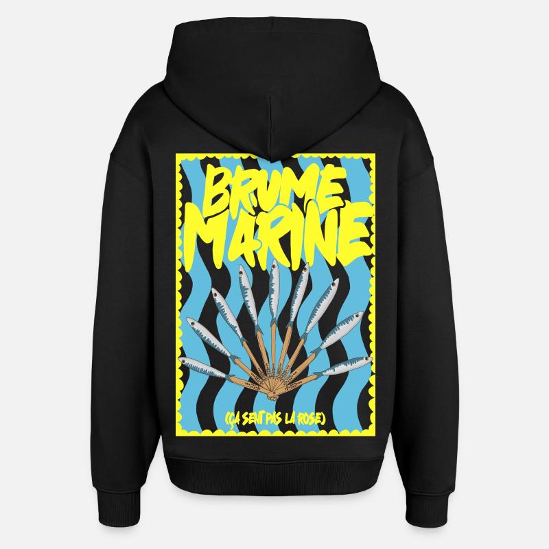 Brume Marine et  éventaile de sardines - Sweat à capuche unisexe Stanley/Stella Oversized - noir