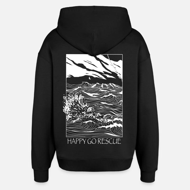 Happy Go Rescue - Sweat à capuche unisexe Stanley/Stella Oversized - noir