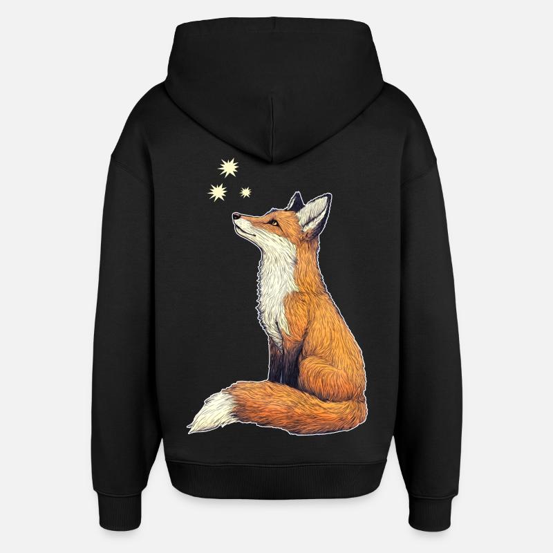 Fuchs mit Sternen - Oversized Unisex Hoodie von Stanley/Stella - Schwarz