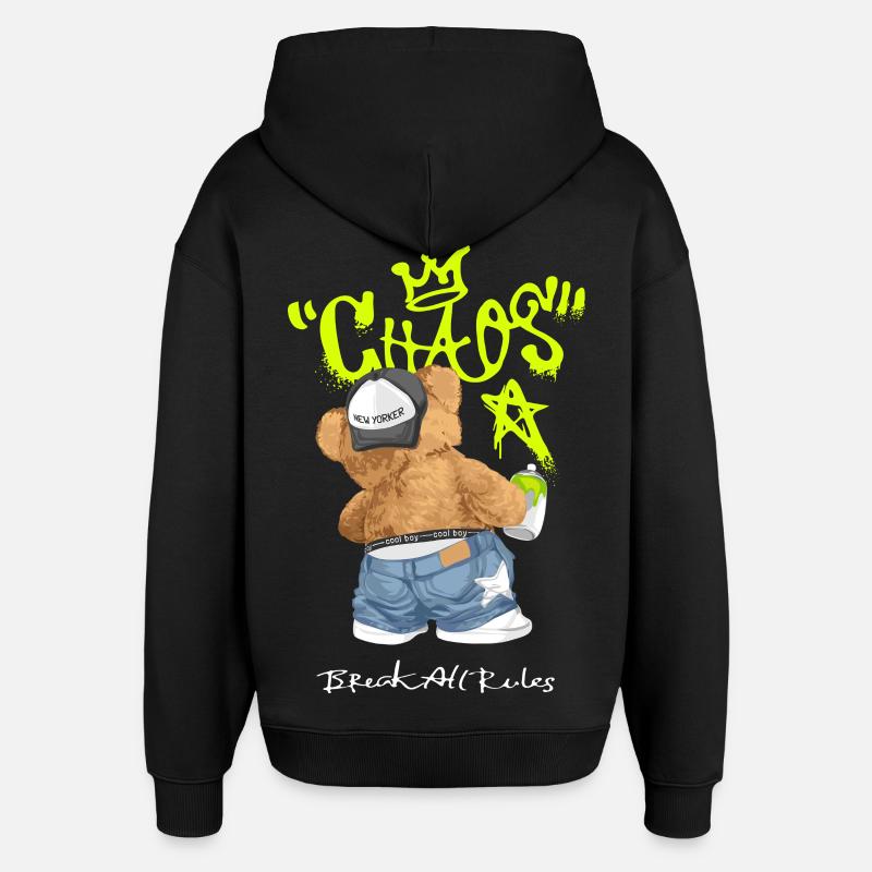 Chaos Bear Graffiti Break All Rules - Oversized Unisex Hoodie by Stanley/Stella - black