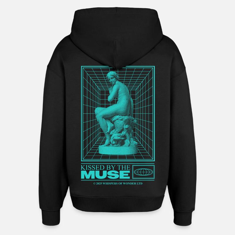 Neon statue in cyberspace - Oversized Unisex Hoodie by Stanley/Stella - black