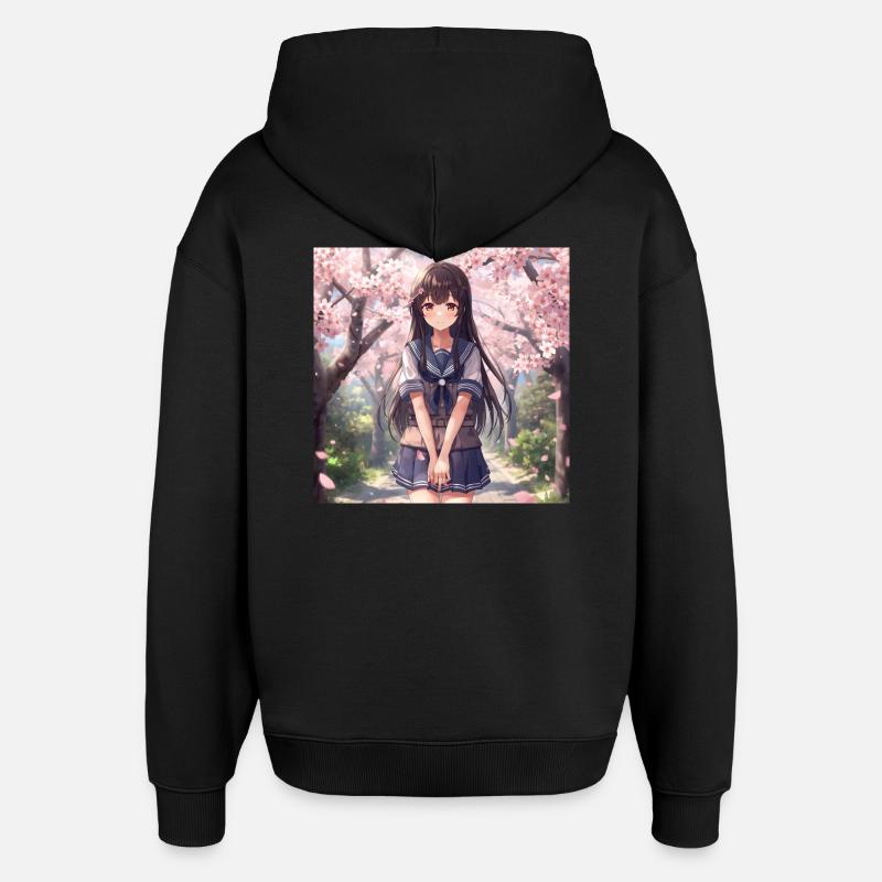 Kirschblüten Schulmädchen - Oversized Unisex Hoodie von Stanley/Stella - Schwarz