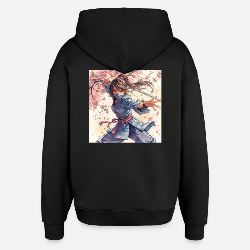 Blütenklinge Ninja im Kimono - Oversized Unisex Hoodie von Stanley/Stella - Schwarz