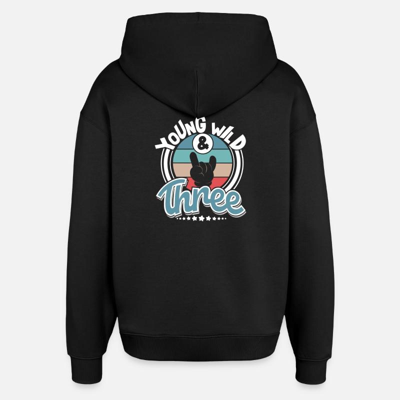 Young Wild And Three - Oversized Unisex Hoodie by Stanley/Stella - black
