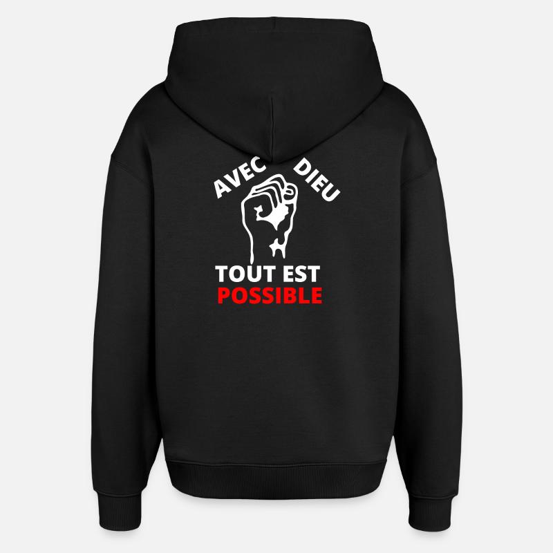 Poing revendicatif inspirant message de solidarité - Sweat à capuche unisexe Stanley/Stella Oversized - noir
