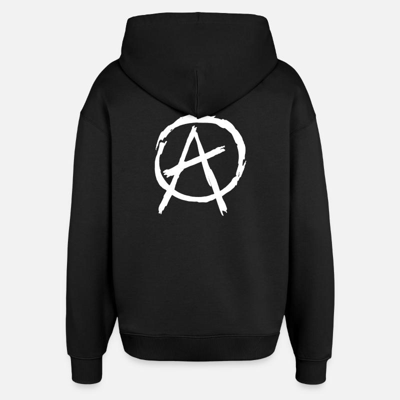 Symbole de l’anarchie en cercle - Blanc - Sweat à capuche unisexe Stanley/Stella Oversized - noir