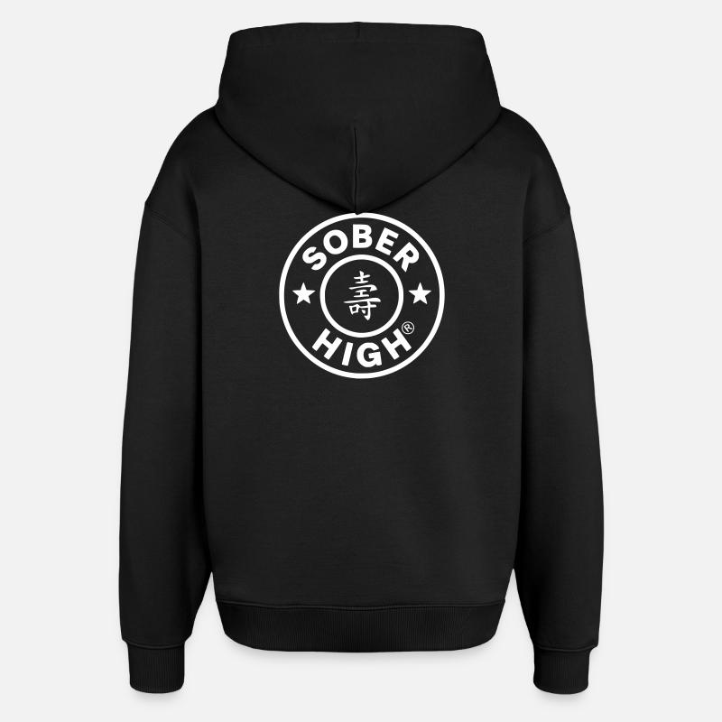 Live clean. Feel high. soberhigh. - Oversized Unisex Hoodie by Stanley/Stella - black