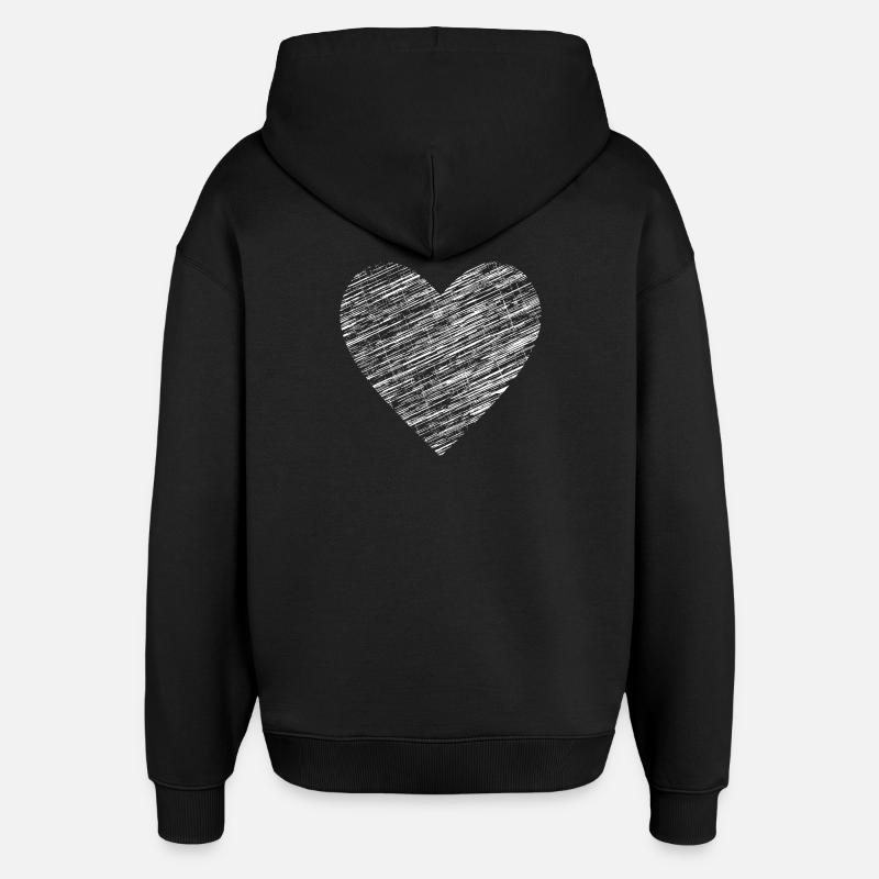 Coeur j'aime symbole dessin d'amitié - Sweat à capuche unisexe Stanley/Stella Oversized - noir
