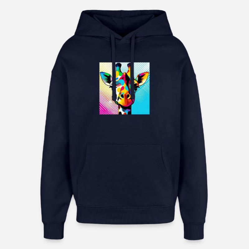Girafe Pop Art - Sweat à capuche unisexe Stanley/Stella Oversized - marine