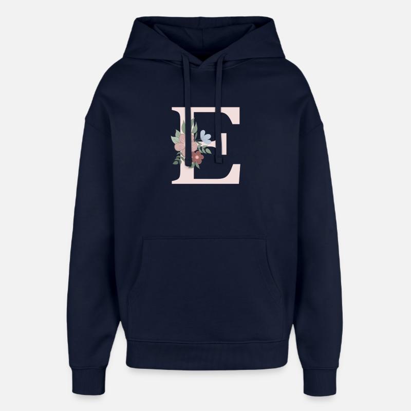 Lettre E avec fleur rose - Sweat à capuche unisexe Stanley/Stella Oversized - marine