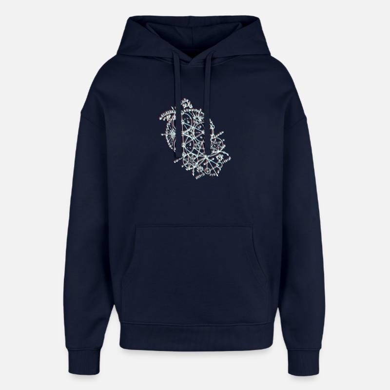 Orbite géométrique anaglyphe - Sweat à capuche unisexe Stanley/Stella Oversized - marine