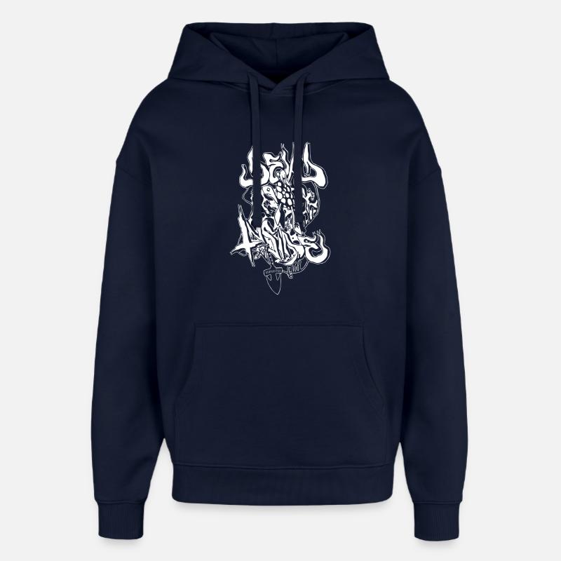 Urbane Dämonengrafik im Meta-Stil - Oversized Unisex Hoodie von Stanley/Stella - Navy