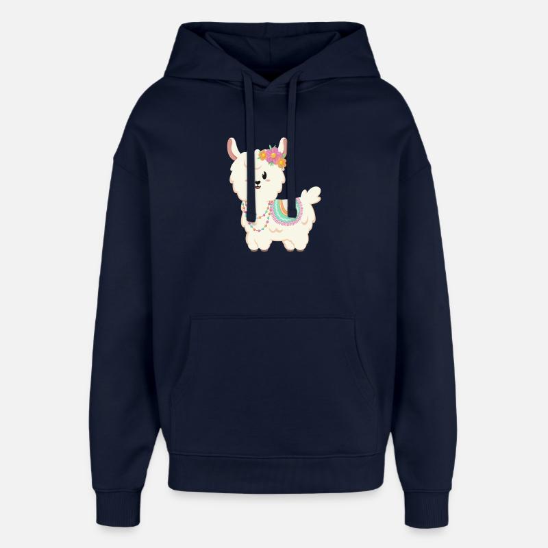 Été, soleil, lama à fleurs - Sweat à capuche unisexe Stanley/Stella Oversized - marine