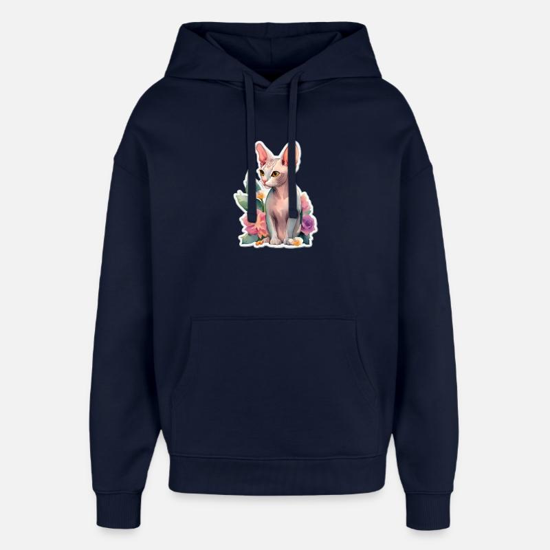 Sfinks Kot - Stanley/Stella Oversized Bluza z kapturem unisex - granatowy