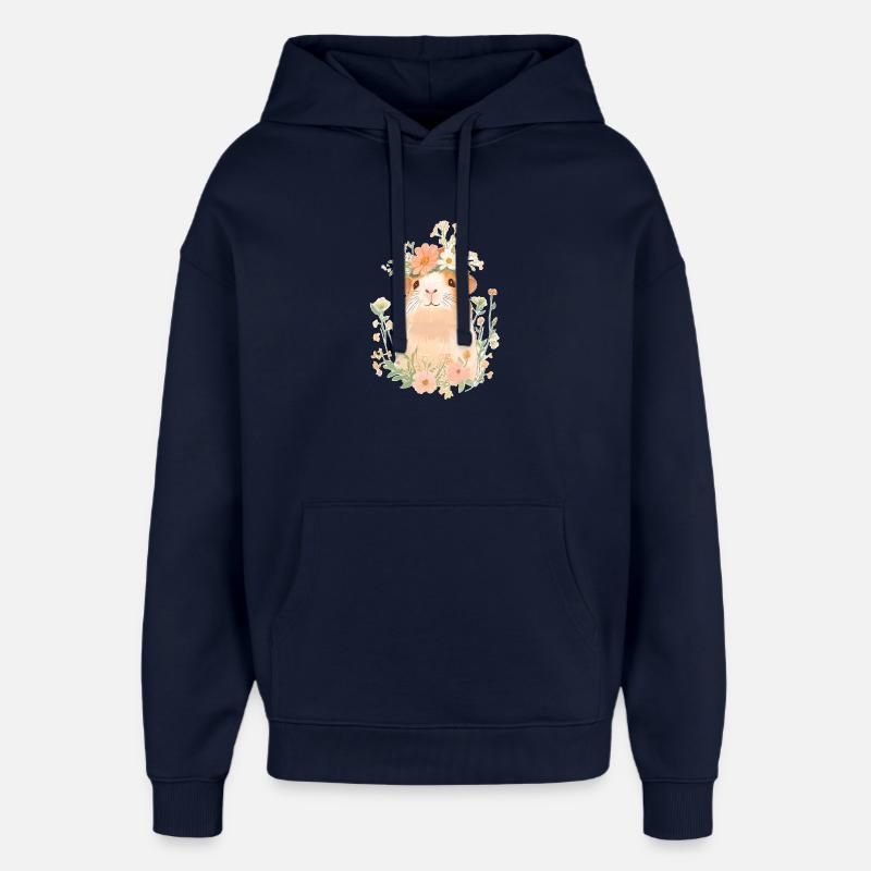 Cochon d’Inde avec des fleurs - Sweat à capuche unisexe Stanley/Stella Oversized - marine