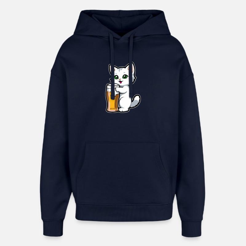Katze mit Bier - Oversized Unisex Hoodie von Stanley/Stella - Navy