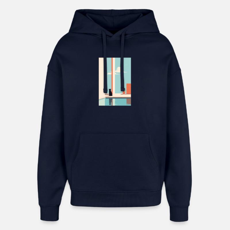 cat by the pool - Oversized Unisex Hoodie von Stanley/Stella - Navy