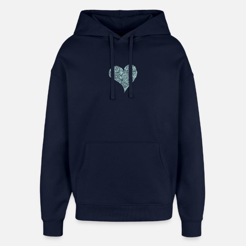 Coeur - Saint-Valentin - Cadeau - Rétro - Sweat à capuche unisexe Stanley/Stella Oversized - marine