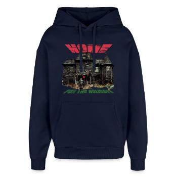 IT – Home For The Holidays Horror House - Oversized Unisex Hoodie by Stanley/Stella - navy - Front - AI Model Female 172 light (172cm) & AI Model Male 185 light (185cm)