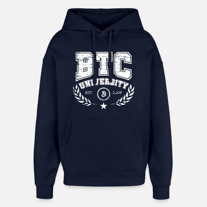 Université du logo Bitcoin - Sweat à capuche unisexe Stanley/Stella Oversized - marine