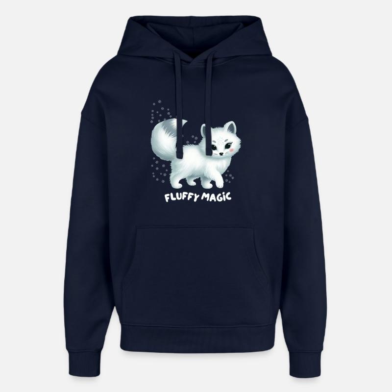 Renard Blanc avec Chaton Toutoux - Sweat à capuche unisexe Stanley/Stella Oversized - marine