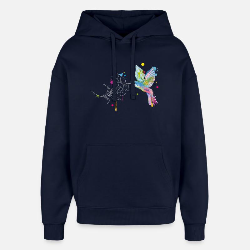 Un colibri et une fleur - Sweat à capuche unisexe Stanley/Stella Oversized - marine