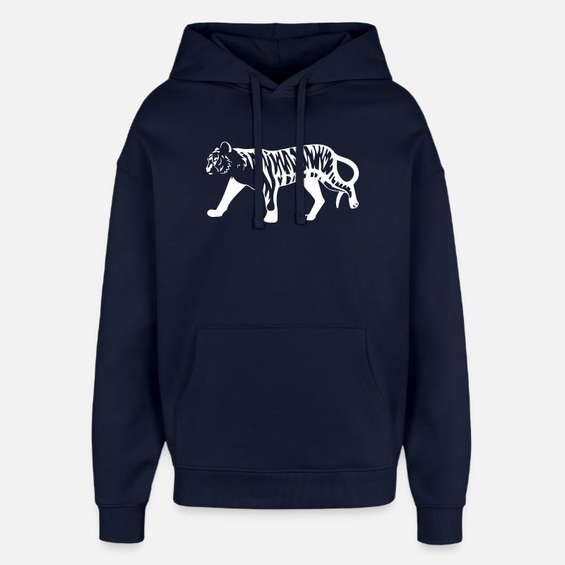 Tigre stylisé à imprimé animalier - Sweat à capuche unisexe Stanley/Stella Oversized - marine