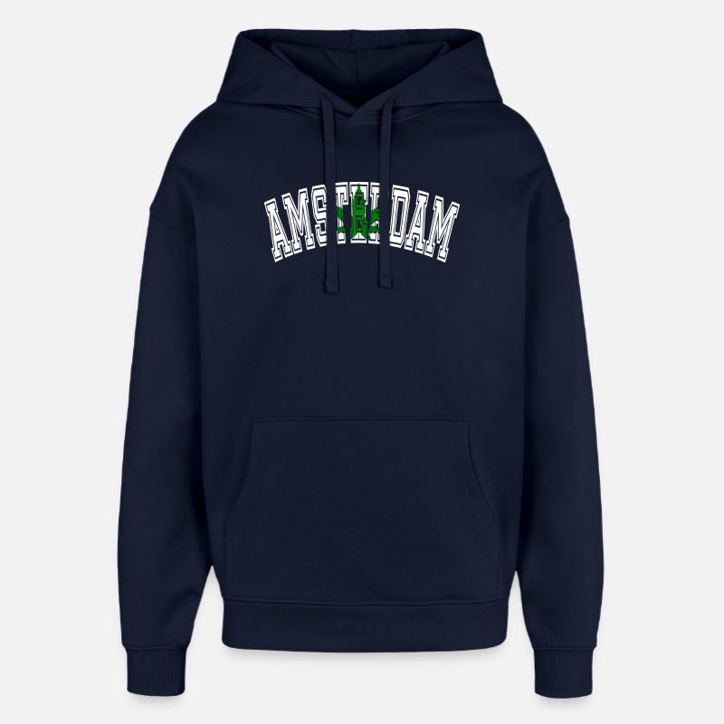 Amsterdam design with cannabis leaf - Oversized Unisex Hoodie by Stanley/Stella - navy
