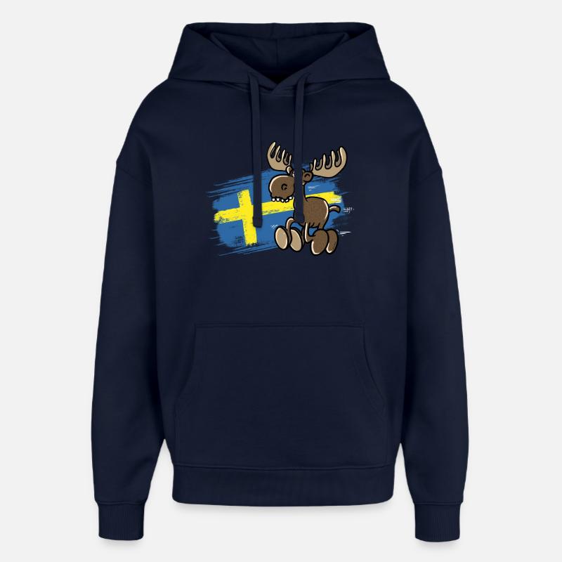 Suède - Orignal - Drapeau - Sweat à capuche unisexe Stanley/Stella Oversized - marine