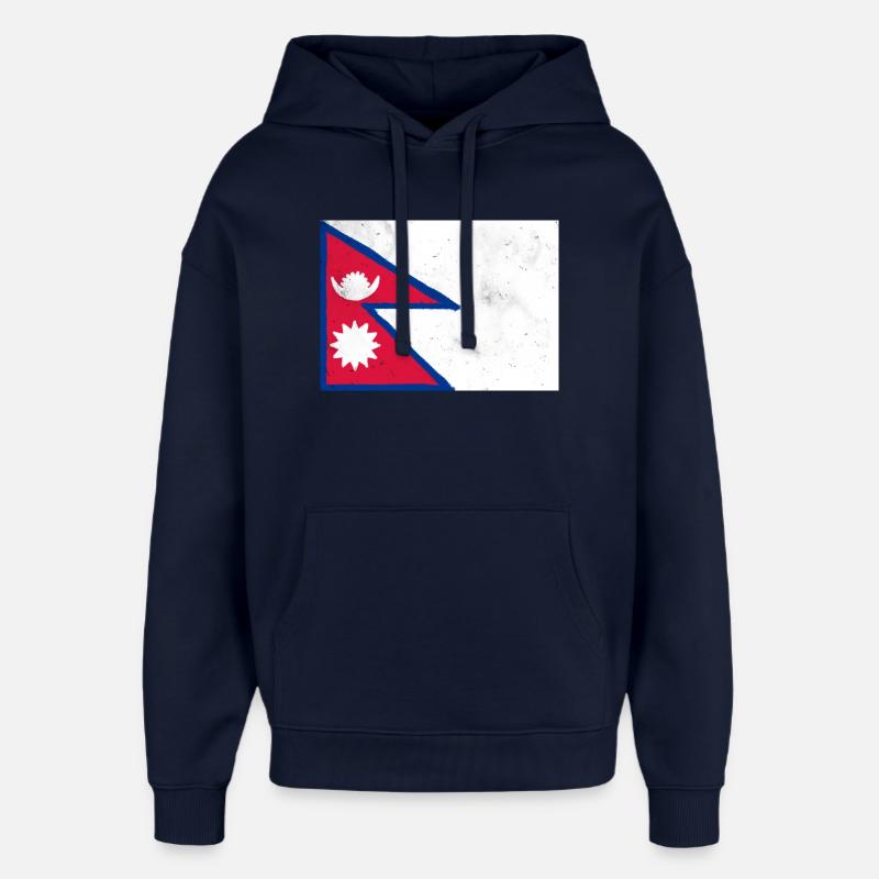 Drapeau du Népal - Sweat à capuche unisexe Stanley/Stella Oversized - marine