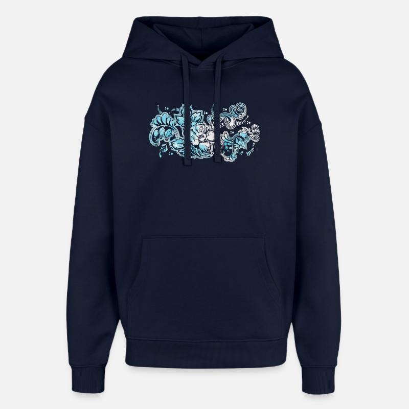 Motif Fleur Bleue - Sweat à capuche unisexe Stanley/Stella Oversized - marine