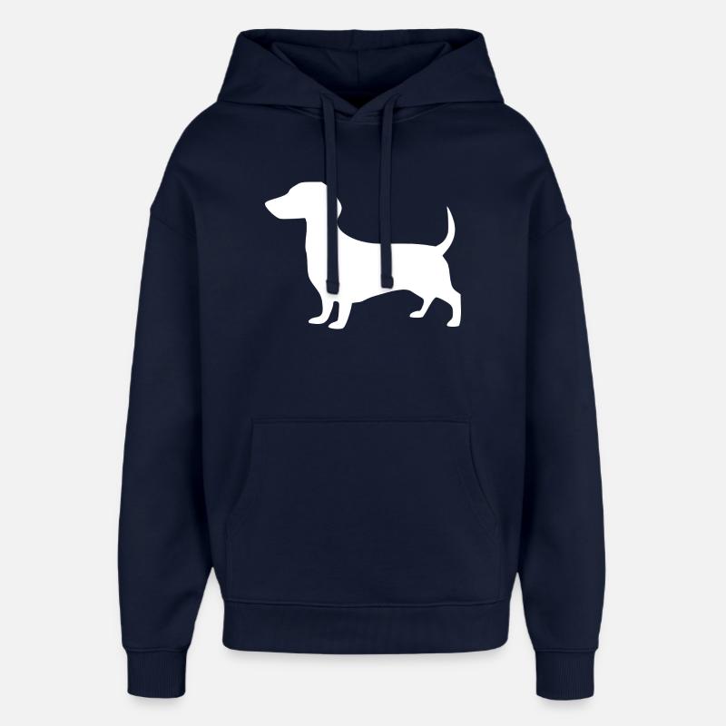 Silhouettes blanches des Teckels - Sweat à capuche unisexe Stanley/Stella Oversized - marine