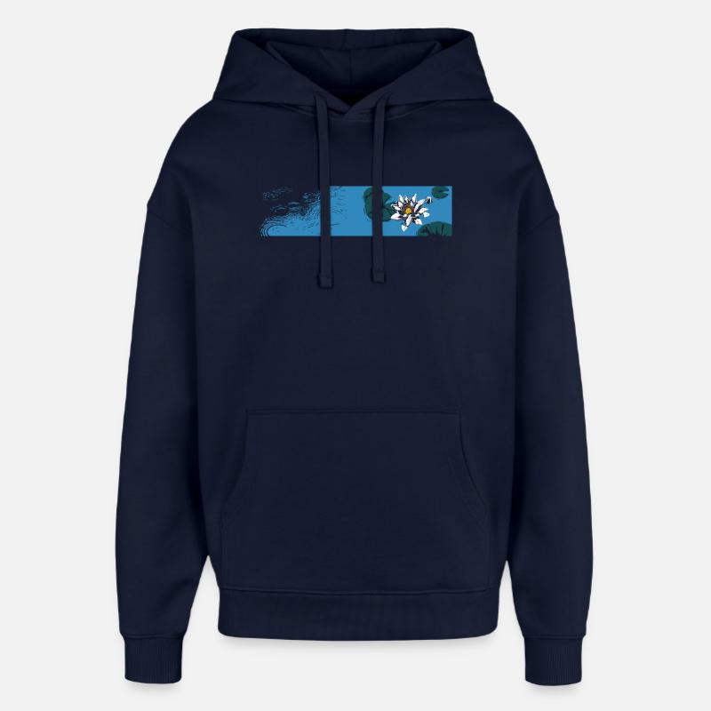 Nénuphar bleu sur l’eau - Sweat à capuche unisexe Stanley/Stella Oversized - marine