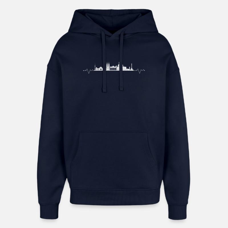 Points de repère Heartbeat Allemagne - Sweat à capuche unisexe Stanley/Stella Oversized - marine