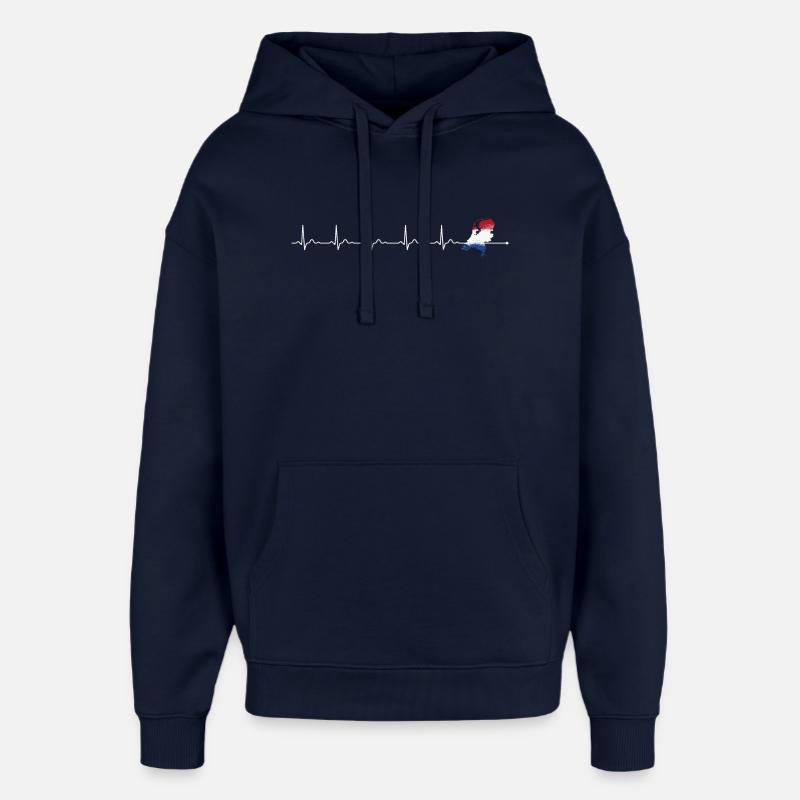 Heartbeat drapeau netheland - Sweat à capuche unisexe Stanley/Stella Oversized - marine